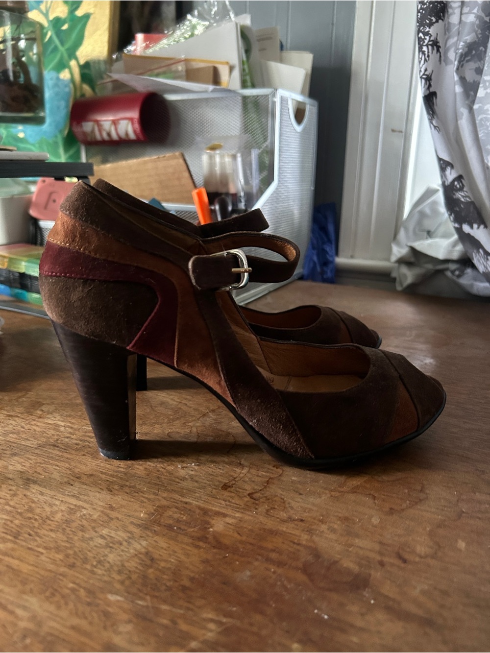 Sofft Women's Brown Suede Mary Jane Heels - Multi-Brown Color - Picture 6 of 7